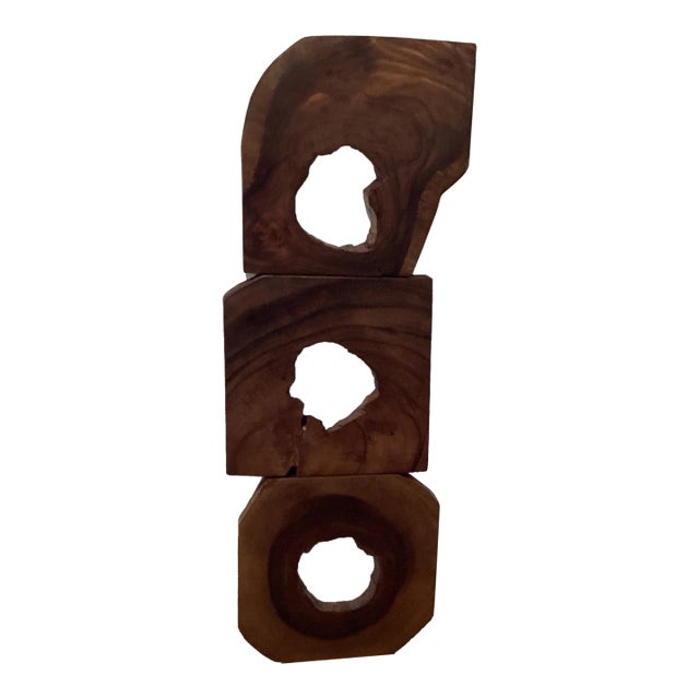 Vintage 3 Pieces Modern Wall Art Jungle Wood Set For Sale