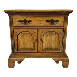 80's Vintage Country Style Solid Oak Nightstand For Sale