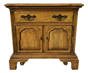 80's Vintage Country Style Solid Oak Nightstand