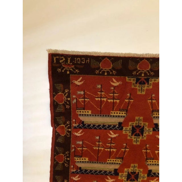 1930s Scandinavian Double Sided Rug with Ships and Seagulls, 1934 For Sale - Image 5 of 16