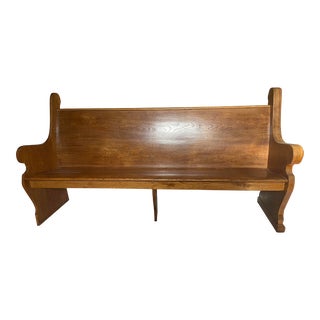 1800’s Antique Oak Pew Bench For Sale