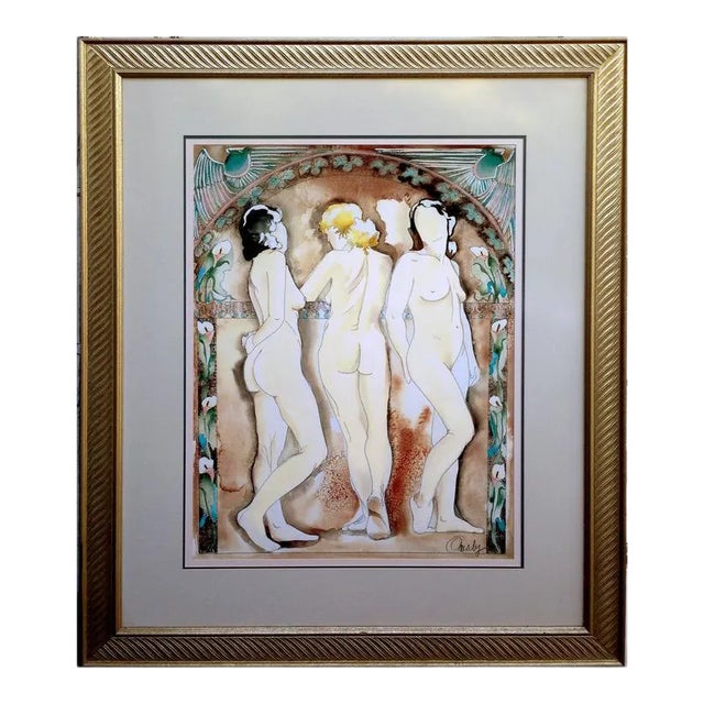 1990s "The Aunties" Figurative Abstract Limited Edition Print Numbered 20/100 by Anne Ormsby, Framed For Sale