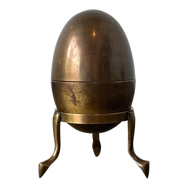 Vintage Brass Egg on Stand For Sale