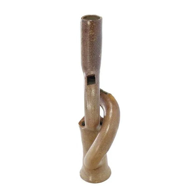 Ceramic Vintage Mid Century Shape Glazed Pottery Vase For Sale - Image 7 of 9