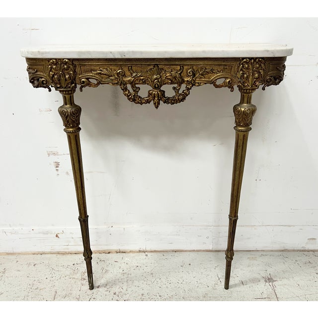 Louis XVI Style Console in Chased Bronze, 20th Century For Sale - Image 4 of 12
