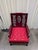 Late 20th Century Vintage Chinese Rosewood Armchair With Hand-Carved Dragon Medallion and Red Silk Cushion For Sale - Image 5 of 10