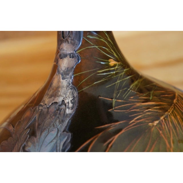 Amber Antique 1893 Amelia Sprague Rookwood Gorham Sterling Silver Overlay Vase 12" For Sale - Image 8 of 9