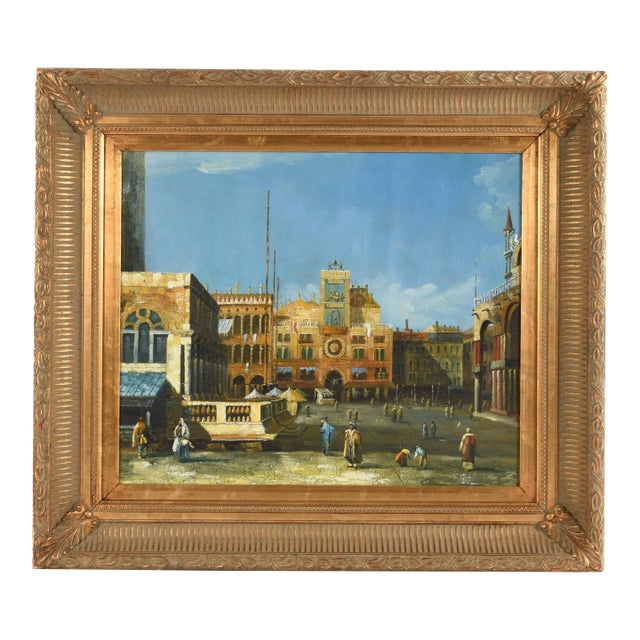 Framed "Untitled Port" Oil on Canvas For Sale