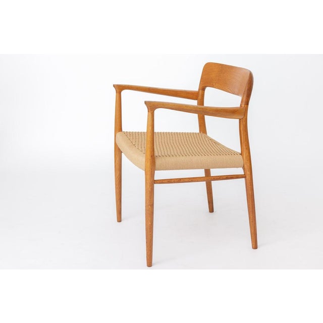 Danish Model 56 Armchair in Oak and Handwoven Seat by Niels Otto Møller for J.L. Møllers, 1950s For Sale - Image 4 of 13