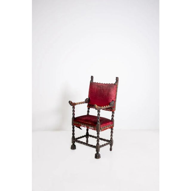 Wood Antique Italian Lounge Chair For Sale - Image 7 of 9