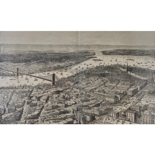 American View of Proposed Brooklyn Bridge and New York City, 1870 For Sale - Image 3 of 5