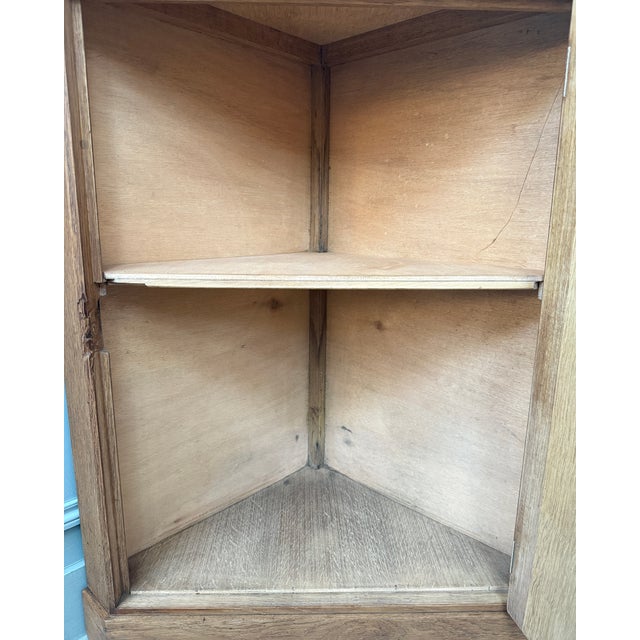 Vintage Oak Corner Cabinet with Glass Front, 1950s For Sale - Image 10 of 11