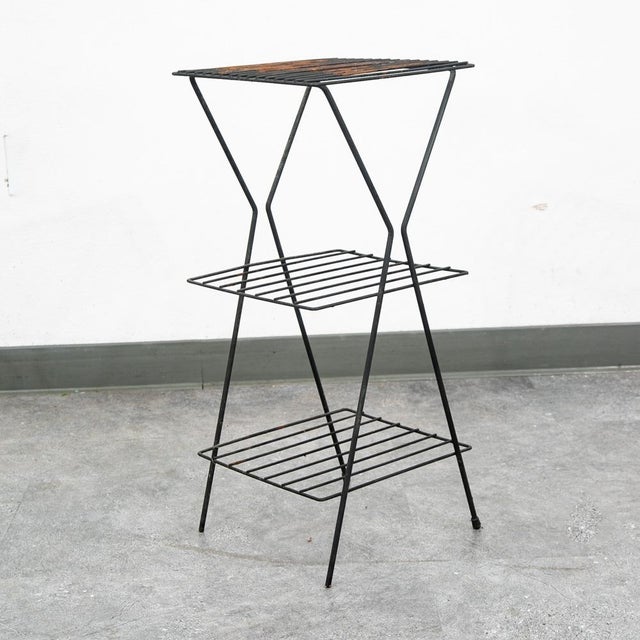 Mid Century Modern Plant Stand Metal Wrought Iron Vintage Outdoor Indoor 3 Tier For Sale - Image 4 of 12