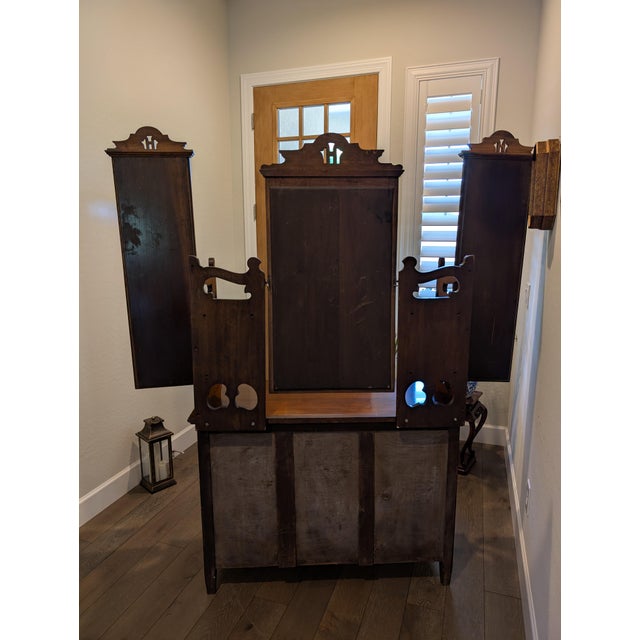 Late 19th Century Antique Victorian Solid Cherry Dressing Chest With Triple Mirrors, C. 1880–1900 For Sale - Image 5 of 7