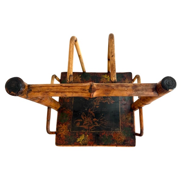 Antique Rattan Lacquered Tall Etagere For Sale - Image 10 of 12