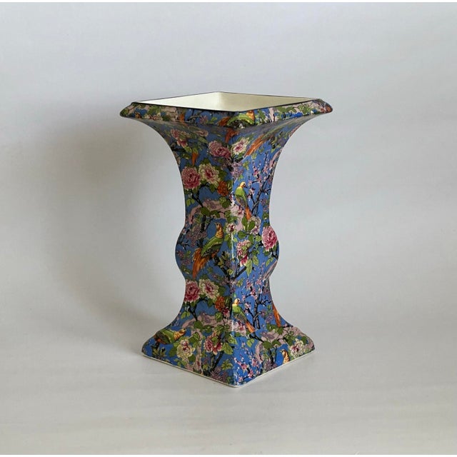 Blue Antique Crown Ducal Blue Chintz Vase, Made in England For Sale - Image 8 of 12