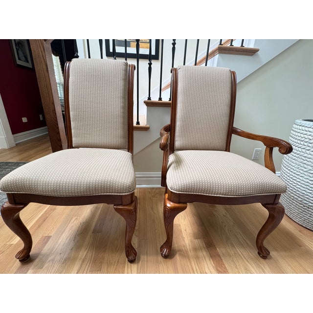 2000 - 2009 Solid Wood Dining Table and Eight Chairs For Sale - Image 5 of 8