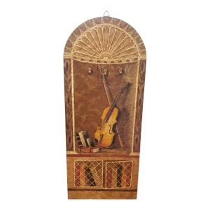Late 20th Century Decorative Crackle Painted Wood Hanging Wall Panel