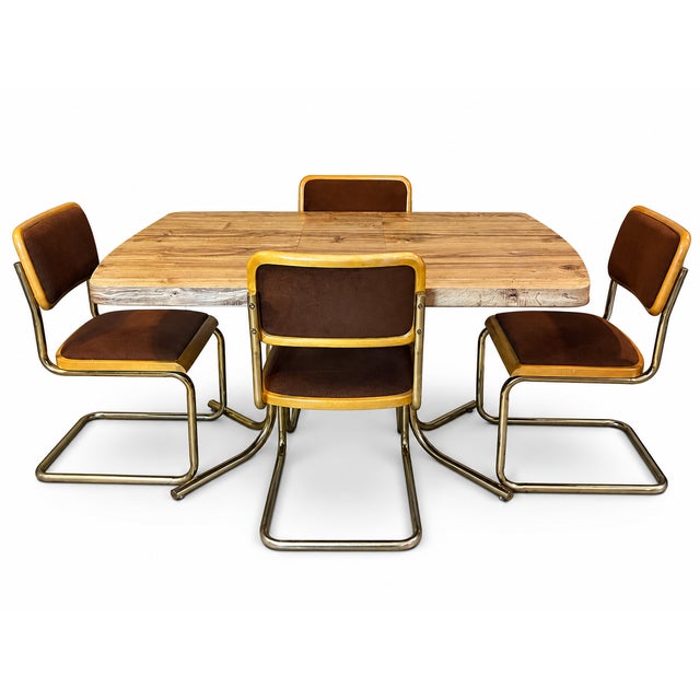 1981 Douglas Furniture of California Dining Table and Four Cantilever Chairs — 5 Pieces For Sale - Image 10 of 12