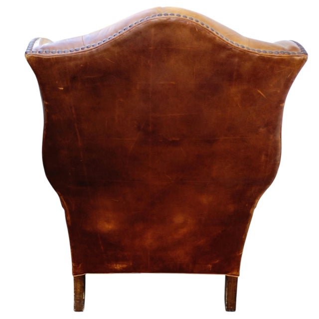 2010s Vintage Zagaroli Chesterfield Hairy Claws Wingback Leather Chair & Ottoman For Sale - Image 5 of 12