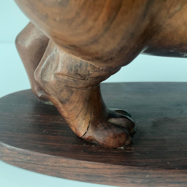 Vintage Hippo Sculpture in Wood For Sale - Image 4 of 10
