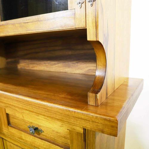 Rustic Wood Sideboard with Glass Doors and Drawers For Sale - Image 3 of 15