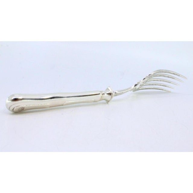 Silver Fish Serving Fork with Reliefs and Crown For Sale - Image 5 of 9