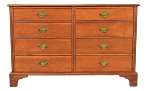 Kindel Furniture Georgian Carved Fruitwood Eight-Drawer Double Dresser, Circa 1980s