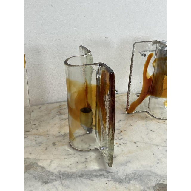 Brown Large Mid-Century Murano Glass Wall Lamps, 1960s, Set of 3 For Sale - Image 8 of 15