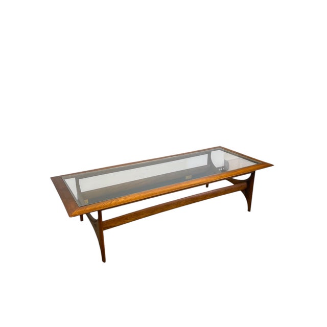 Mid 20th Century Vintage Mid Century Modern Walnut and Glass Coffee Table by Lane Furniture For Sale - Image 5 of 9