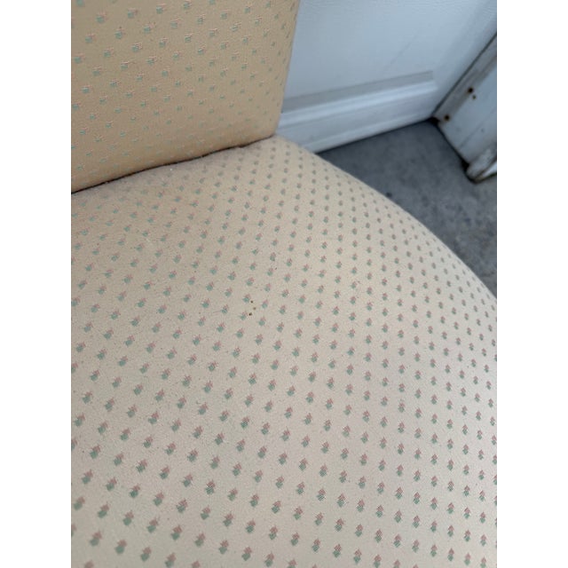 Cream Pair of Vintage French Provincial Upholstered Armchairs With Cabriole Legs and Carved Details For Sale - Image 8 of 12