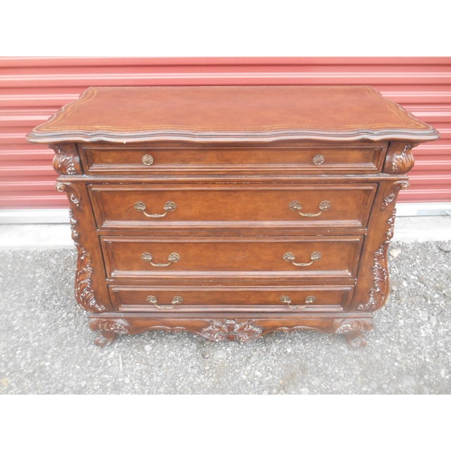 Vintage Quality Four Drawer Bombay Chest With Leather Top For Sale - Image 10 of 10