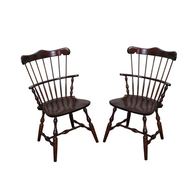 S. Bent Bros Solid Maple Windsor Chairs - a Pair For Sale - Image 13 of 13
