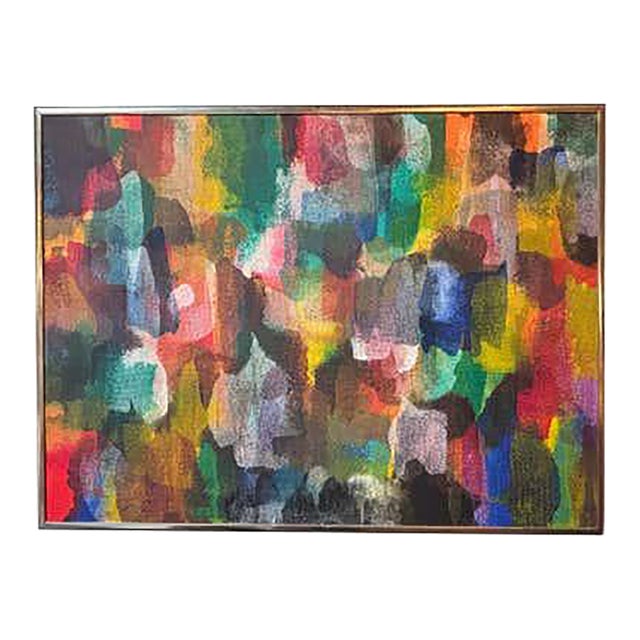 Abstract Oil on Canvas Painting, Modern Style, Late 20th Century For Sale