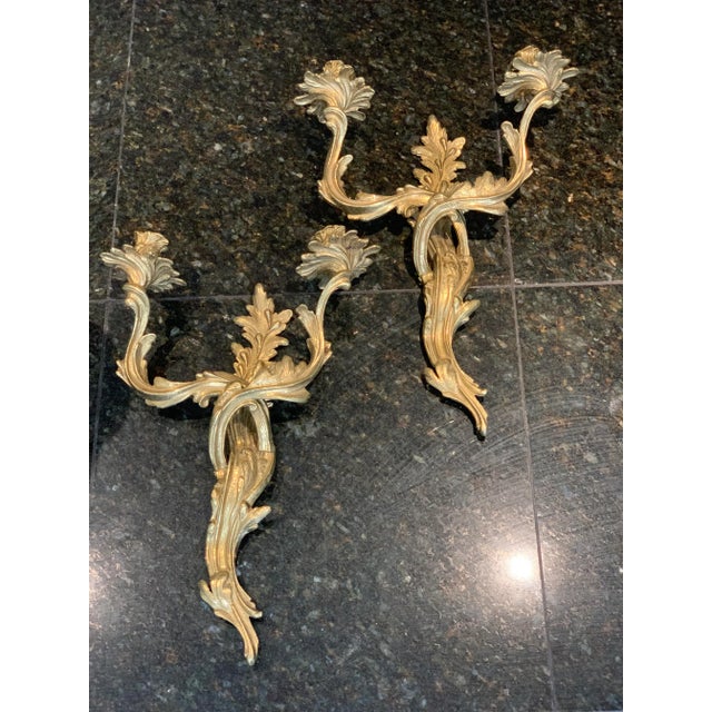 French Glo-Mar Brass Wall Sconces Candle Holders - A Pair For Sale - Image 3 of 8