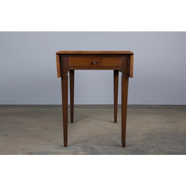 Wood Antique French Louis XVI Neoclassical Style Walnut Drop Leaf Table For Sale - Image 7 of 12