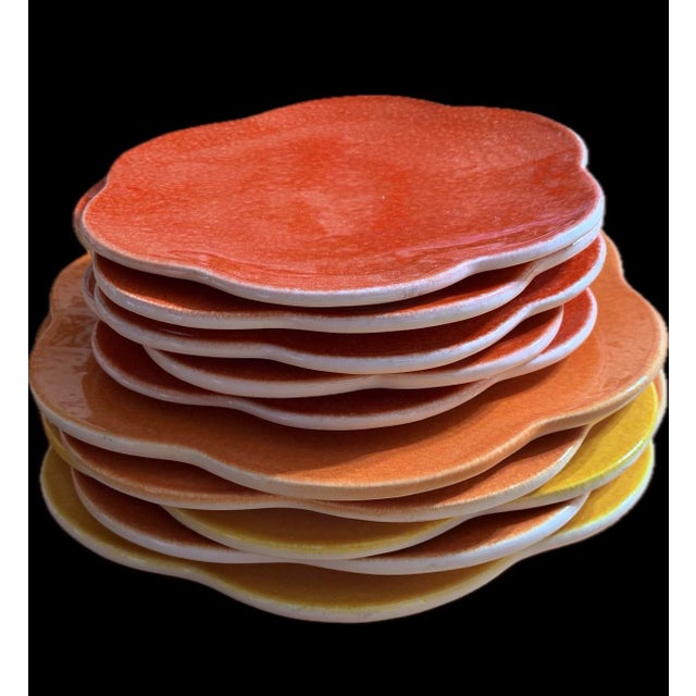 Late 20th Century Late 20th Century Italian Flower Shaped Ceramic Dinnerware - Set of 10 For Sale - Image 5 of 10