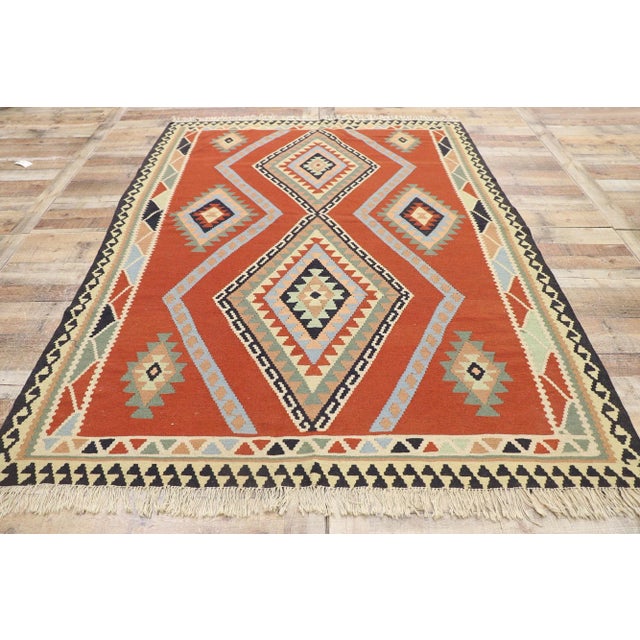 Textile Vintage Persian Shiraz Kilim Rug - 05'07 X 07'08 For Sale - Image 7 of 9
