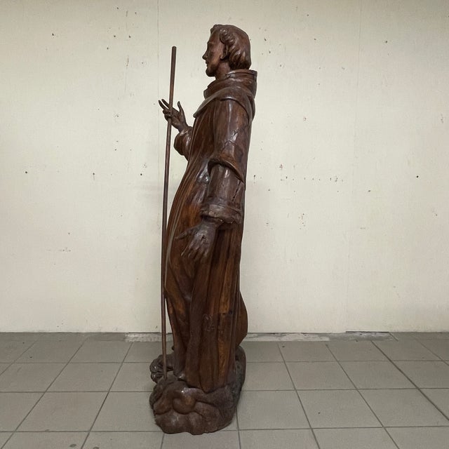 18th Century Baroque Wooden Sculpture of St. Francis of Assisi, Italy For Sale - Image 17 of 18