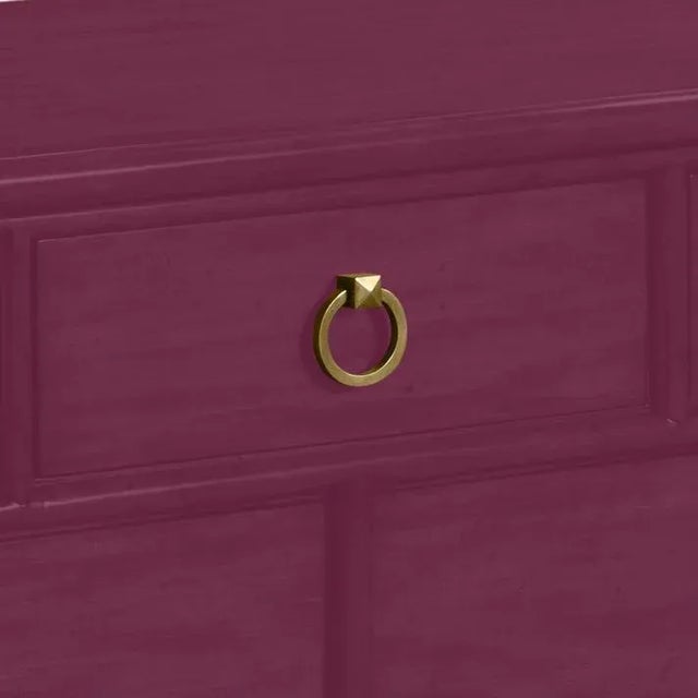 This is a made to order item with a 8-10 week lead time. The color is Benjamin Moore Grape Juice. A rectangular molded top...