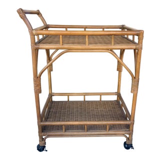 Vintage Bamboo Bar Cart For Sale
