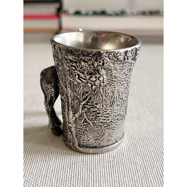 Metal Vintage German 95% Pewter Moose Match and Toothpick Holder For Sale - Image 7 of 12