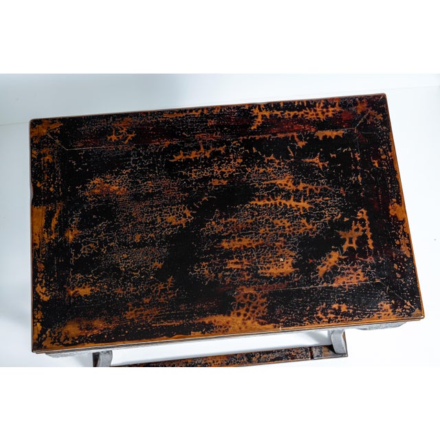 Pair Chinese Ming Style Two Tier Lacquered High Side Table For Sale - Image 11 of 13