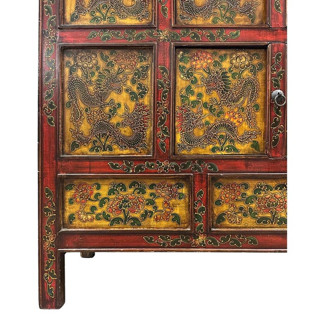 Antique Tibetan Hand-Painted Cabinet For Sale - Image 4 of 13