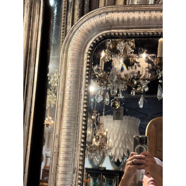 19th C. French Silver Leaf Louis Philippe Mirror For Sale - Image 4 of 7