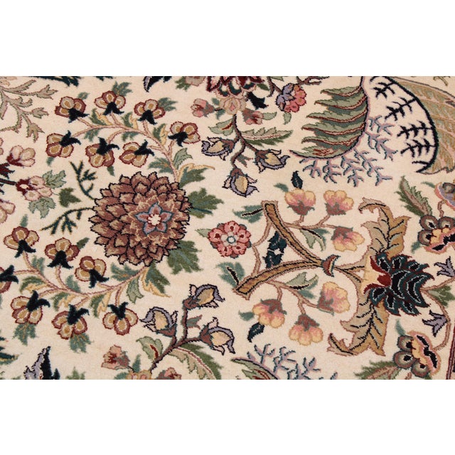 Beauttiful Floral Nagi Pak-Persian Ivory/Ivory Wool Rug - 9'1'' X 12'2'' For Sale - Image 4 of 9