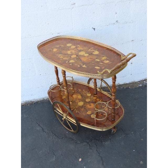 Italian Italian Inlay Bar Server Tea Coffee Cart 6582 For Sale - Image 3 of 14