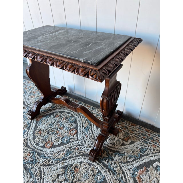 Stone Antique Italian Baroque-Style Accent Table With Marble Top For Sale - Image 7 of 7