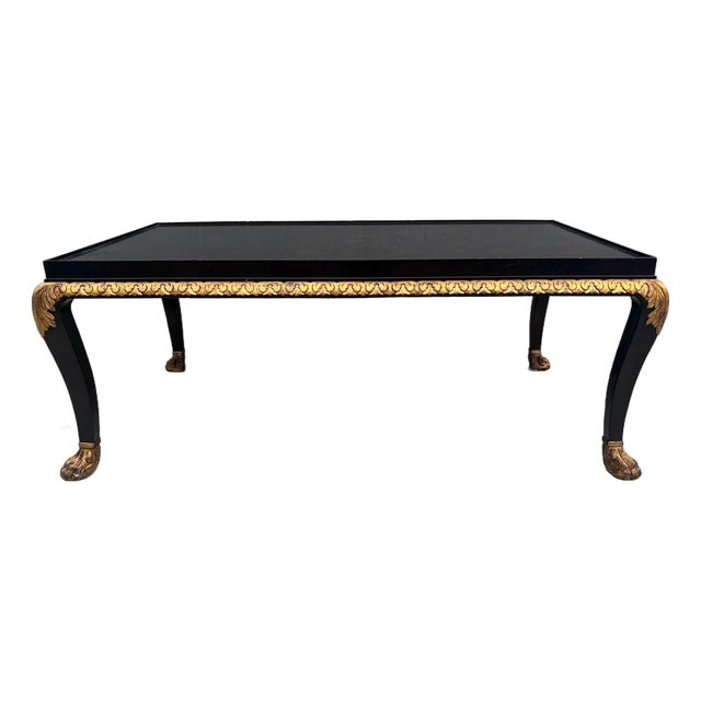 Baker Rectangular Gilt Coffee Table With Paw Feet For Sale