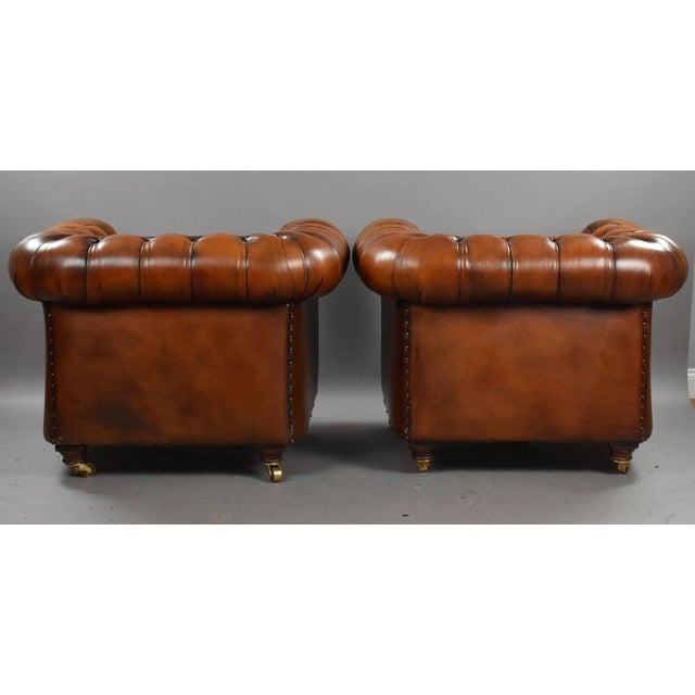 Vintage Chesterfield Club Chairs in Brown Leather, 1930, Set of 2 For Sale - Image 4 of 12